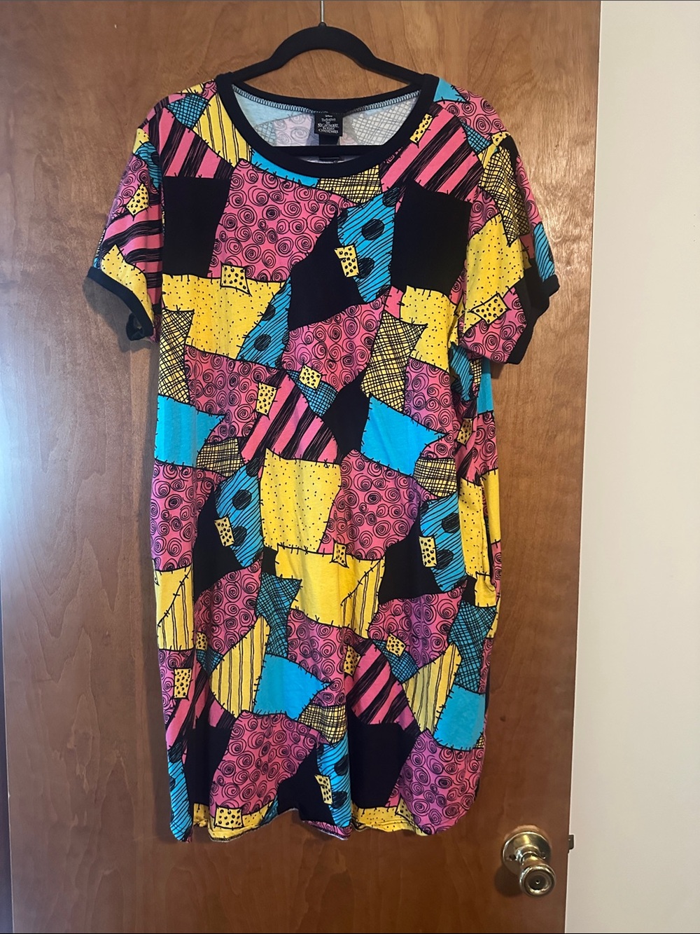 Disney Sally Nightmare Before Christmas Colorblock Patchwork Midi Dress - Picture 6 of 8